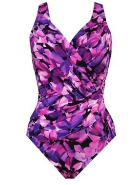 NEW Miraclesuit Kirkland One Piece Swimsuit Tummy Control Beach Floral Purple 18